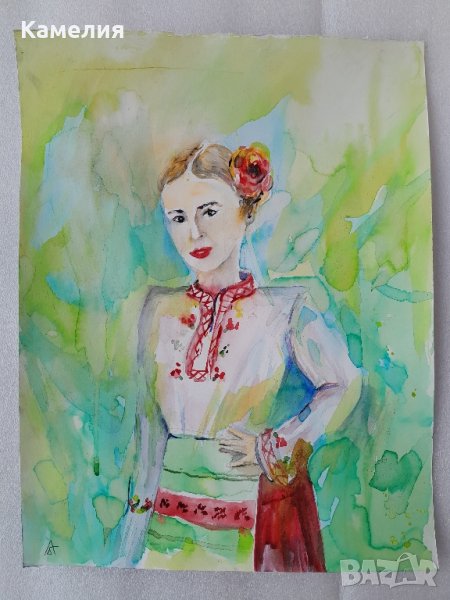 Картина - Българка - акварел, снимка 1