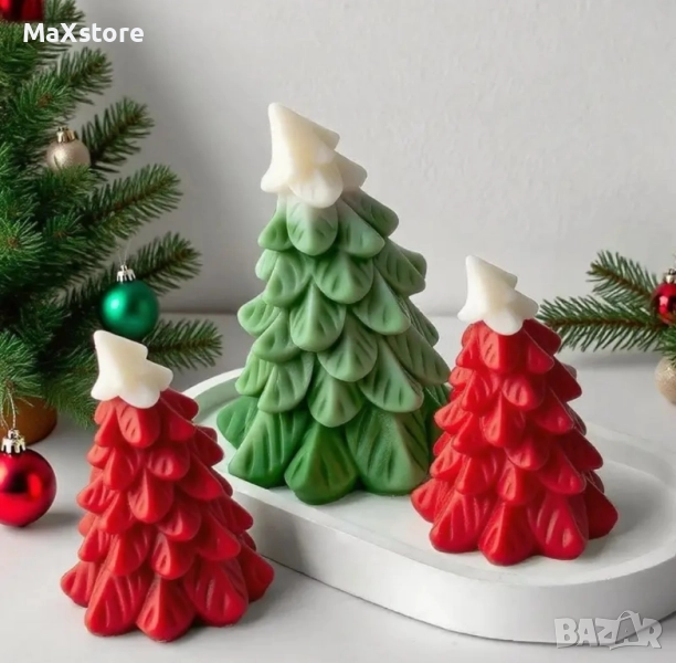 3D Наклонена елха Силиконов молд форма за свещи гипс сапун смола фондан , снимка 1