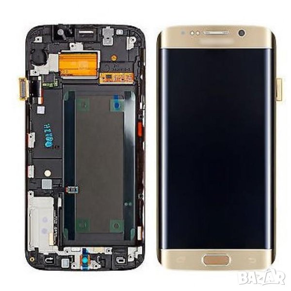Дисплей за Samsung Galaxy S7 Edge, златист с рамка, снимка 1
