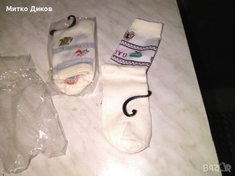 Детски чорапи бели с шарки нови стелка 15см нови, снимка 1