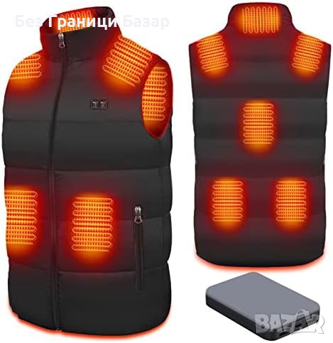 Нова Електрическа Нагреваема Жилетка 8 Зони USB 16000mAh Унисекс, снимка 1