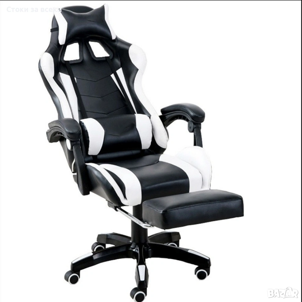 Въртящ се кожен стол за офис и компютърни игри, снимка 1