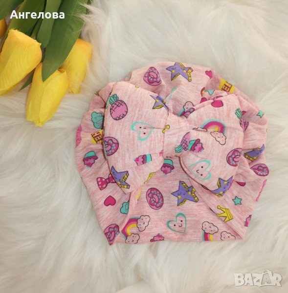 Шапка тюрбан с панделка 0-6м , снимка 1