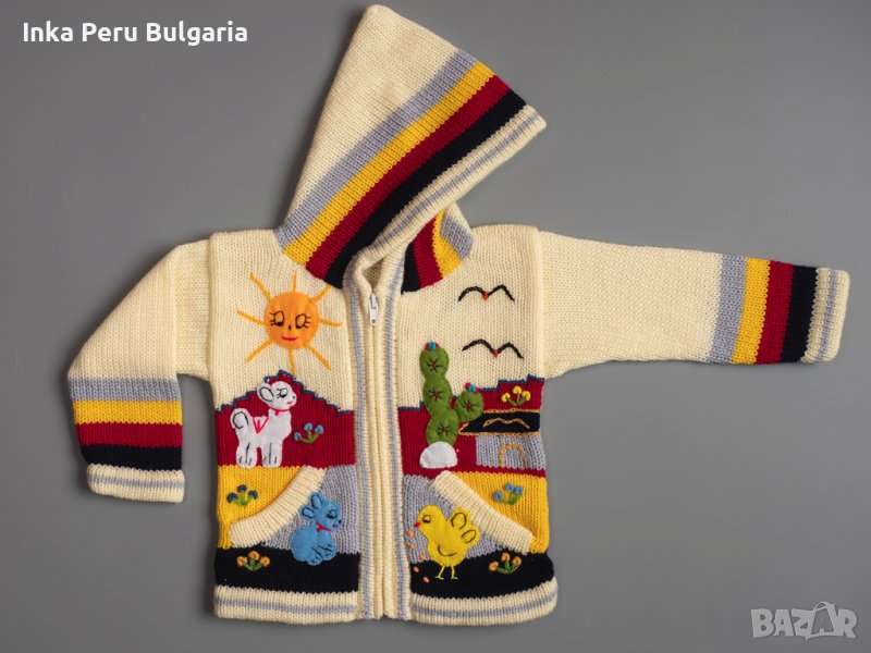 Кремава перуанска детска жилетка, размери от 0 до 7 години , снимка 1