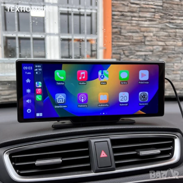 Безжичен екран за Carplay, 10,26-инчов IPS FHD сензорен екран, камера, снимка 1
