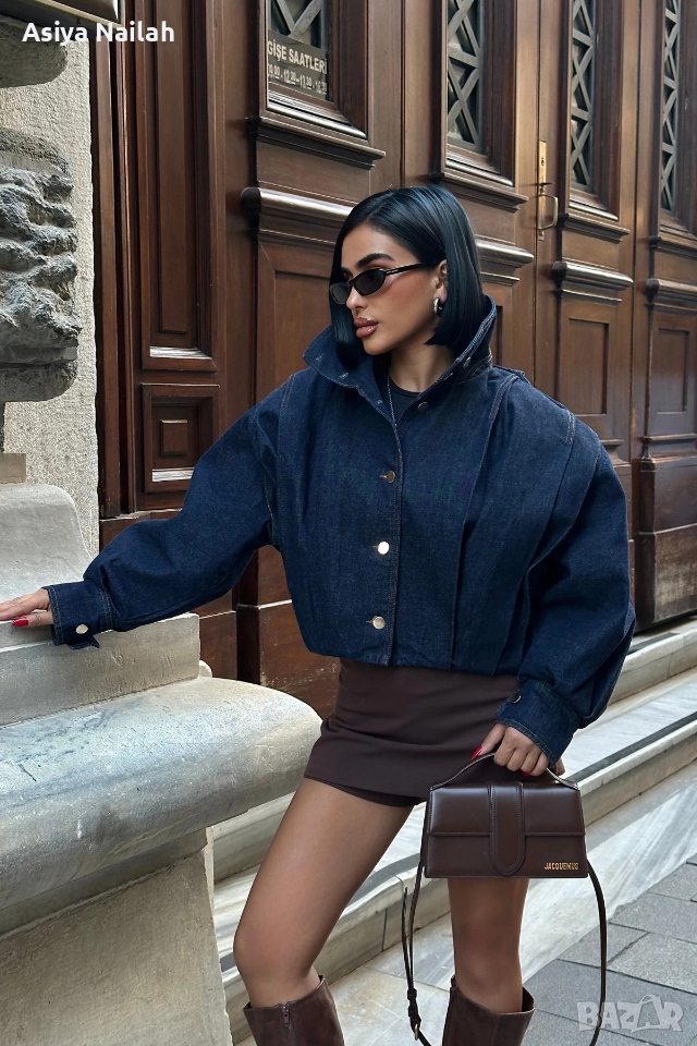 Дамско дънково яке с обемна кройка – модерен модел, снимка 1