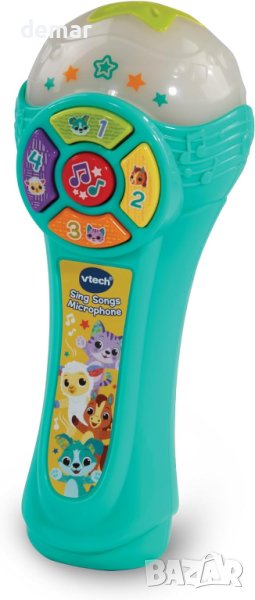 VTech Baby Интерактивна музикална играчка микрофон с 4 бутона за малки деца, снимка 1