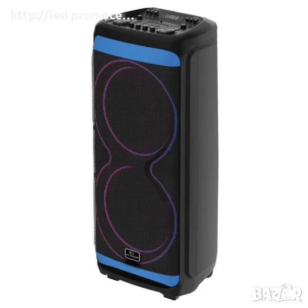 Тонколона EK-1299 XB,2x15" EXTRA BASS, 2400 W, 2 микрофона, LED осветена, На колелца за лесно пренас, снимка 1