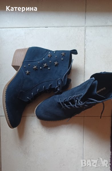 Боти, велурени, тъмно, тъмно  сини, снимка 1