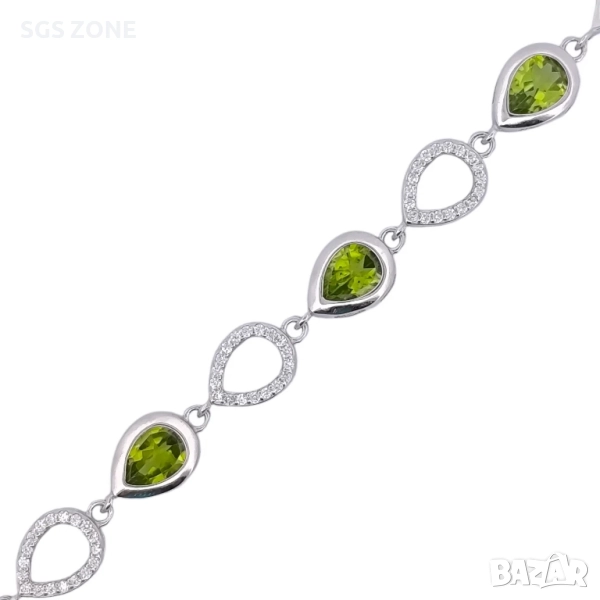 СРЕБЪРНА ГРИВНА С ПЕРИДОТИ, снимка 1