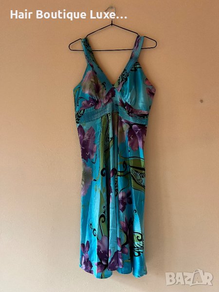 Сатенена рокля с флорален принт 🩵💙, снимка 1