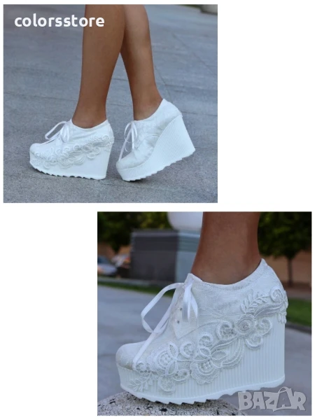 Обувки на платформа - бели - 710-15

, снимка 1