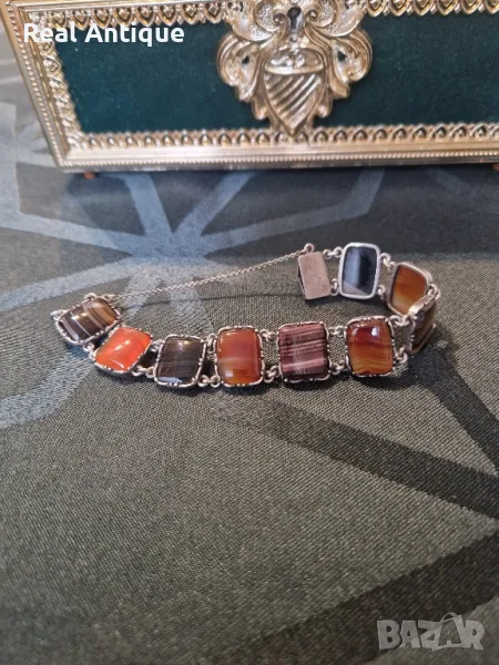 Уникална изключително красива антикварна сребърна гривна , снимка 1