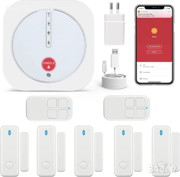 Домашна алармена система с WiF, безжичен комплект от 9 части, работи с Alexa и Google, снимка 1