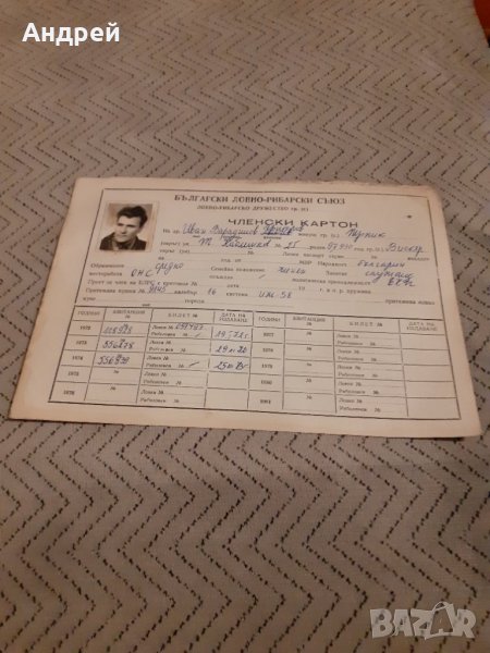 Стар Членски картон БЛРС, снимка 1