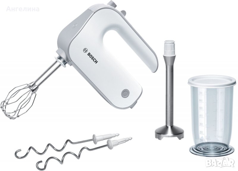 Миксер, Bosch MFQ4070, Hand mixer, Styline, 500 W, White, with innovative FineCreamer stirrers, Incl, снимка 1