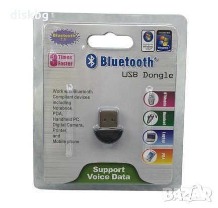 Нов USB Bluetooth адаптер 2.0, USB Bluetooth Dongle, снимка 1