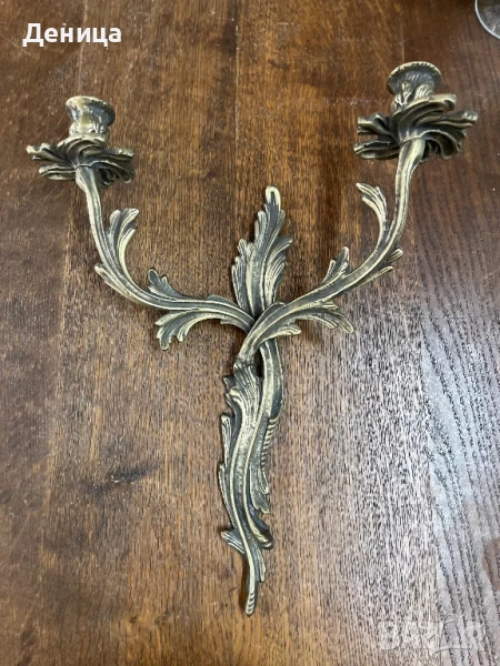 Масивен месингов свещник Богата орнаментика  , снимка 1