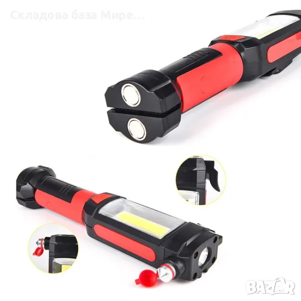 LED фенер Мултифункционален, Чук, Магнит, Щипка , Нож, батерии AAA, 22х6х4см, снимка 1
