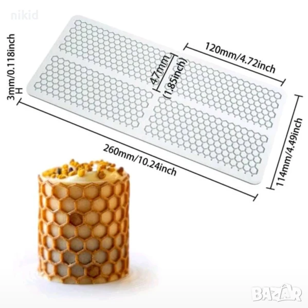 Четрворна мрежа пчелна медена пита килийки медени дантела силиконов молд, снимка 1