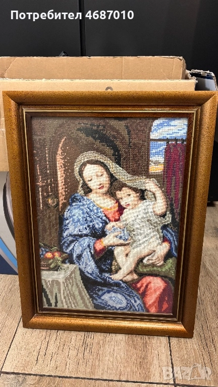 Ръчно изработен гоблен „Мадона с грозде”, снимка 1