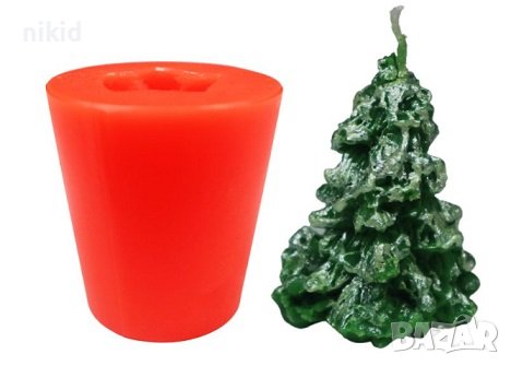 3D Елха в цилиндър силиконов молд форма свещ гипс сапун шоколад фондан декор, снимка 1