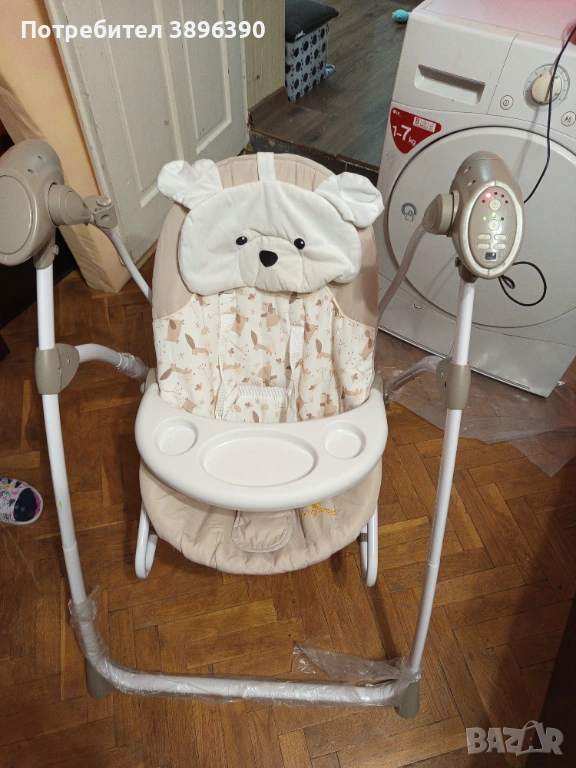 Шезлонг Люлка за бебе до една годинка на ток, снимка 1