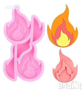 Огън пламък силиконов молд форма фондан шоколад декор, снимка 1