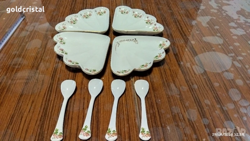 Стар български порцелан Изида чинии с лъжички , снимка 1