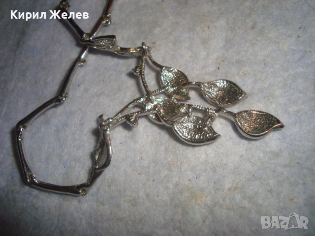 ПРЕКРАСНА КРИСТАЛНА ФЛОРАЛНА АР НУВО СТИЛ ОГЪРЛИЦА КОЛИЕ с БЯЛА ПОЗЛАТА 71861, снимка 14 - Колиета, медальони, синджири - 37851543