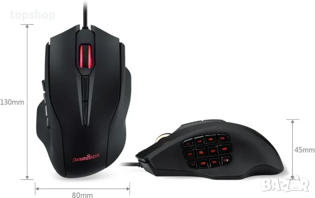 Геймърска мишка Perixx MX-3100 MMO - 12000 DPI - PMW 3360 - 12 бутона за палец - RGB осветление..., снимка 4 - Клавиатури и мишки - 50494840
