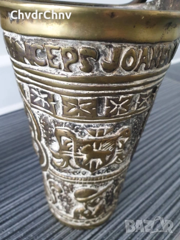 19ти век/2бр религиозен бронзов съд за светена вода/малка кофа с дръжка, снимка 12 - Антикварни и старинни предмети - 53507262