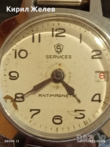 Стар механичен часовник дамски SERVICES ANTI-MAGNETIC работи за КОЛЕКЦИЯ 51500, снимка 4 - Антикварни и старинни предмети - 52332935