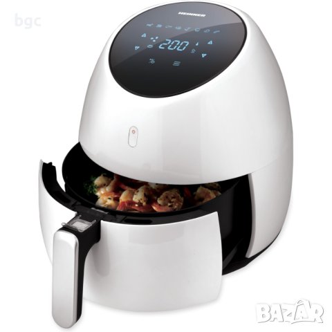 НОВ Тъчскрийн Фритюрник с горещ въздух Heinner SnowDrop HAF-B2000WH, 2000W, 5.0 л, Цифров контрол, снимка 3 - Фритюрници - 43422545