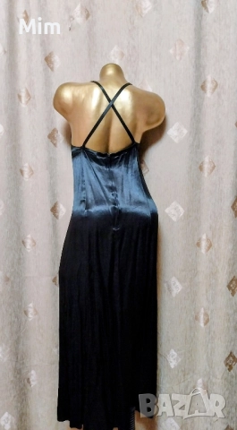 LA CITY Paris S/M Дълга, сатенена, черна рокля , снимка 2 - Рокли - 52285655