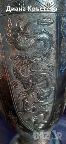 Посребрена медна ваза - много красива, снимка 6 - Вази - 40749860