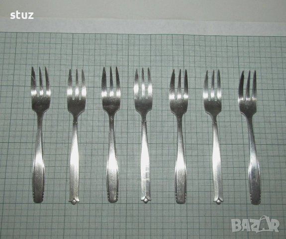 Малки десертни вилички, посребрени, сет 7 бр., снимка 2 - Прибори за хранене, готвене и сервиране - 52238109