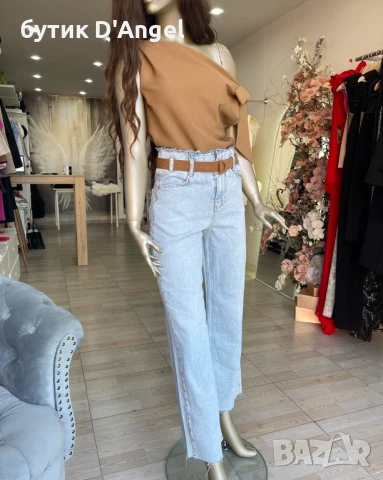 Дънки с висока талия и колан, снимка 4 - Дънки - 50594428