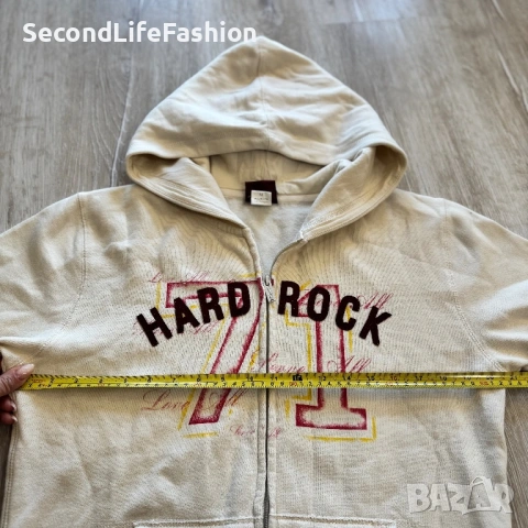 Дамски суитшърт с къс ръкав и цип Hard Rock Cafe Chicago кремав размер M, снимка 5 - Суичъри - 53175556