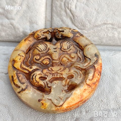 ЕСТЕСТВЕН НЕФРИТ С ИЗОБРАЖЕНИЕ НА  ДРАКОН ЗВЯР ЗМЕЙ , снимка 4 - Антикварни и старинни предмети - 40516928