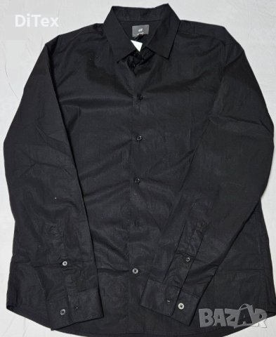 Мъжка черна риза, снимка 1 - Ризи - 43184160