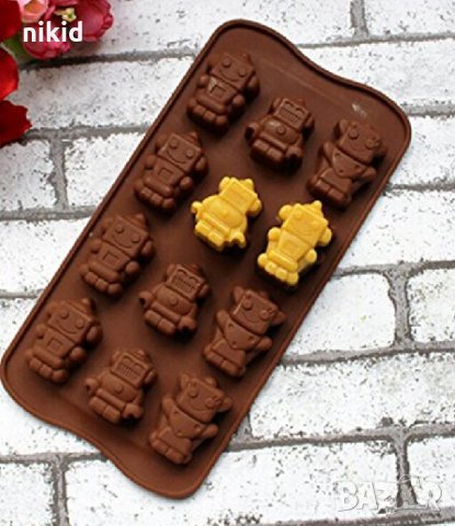 12 Роботи робот роботчета човечета силиконов молд форма за украса с фондан гипс шоколад бонбони желе