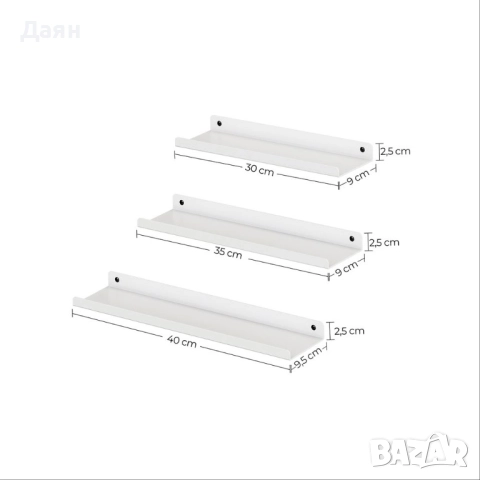 Комплект от 3 метални стенни рафта в индустриален стил, снимка 2 - Етажерки - 51808379