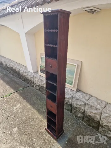 Страхотен висок антикварен дървен шкаф за дискове , снимка 6 - Антикварни и старинни предмети - 48530927