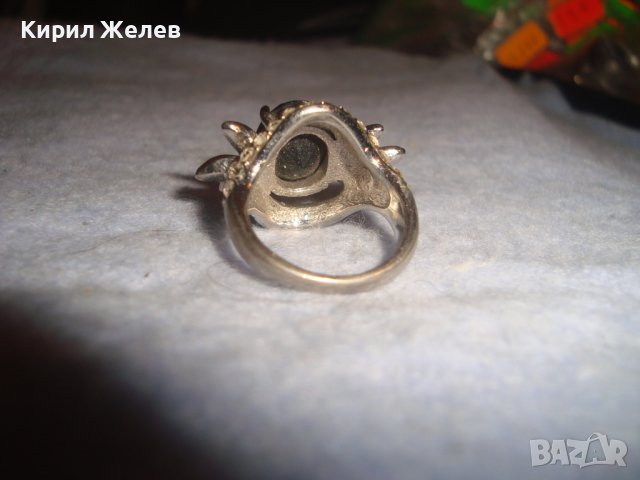 ПРЕКРАСЕН ФЛОРАЛЕН АР НУВО ПОСРЕБРЕН ПРЪСТЕН с ЮВЕЛИРНО ФАСЕТИРАН ГОЛЯМ МАРКАЗИТ и ЦИРКОНЧЕТА 70571, снимка 8 - Пръстени - 37512615