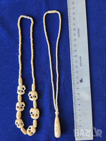 перли - 4 колиета ,  кехлибар - 2 полски огърлици и гривна, обеци комплект, огърлица от кост и др..., снимка 10 - Други - 29842081
