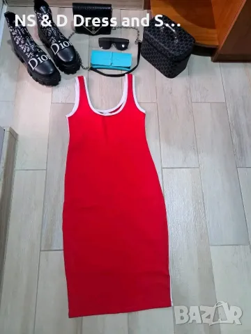Червена дамска рокля средно дълга , снимка 2 - Рокли - 30588043