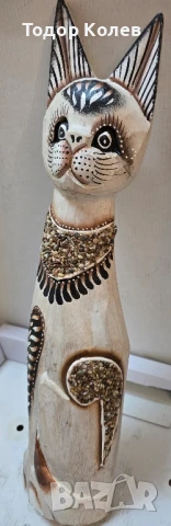 Котка дървена ръчна изработка. , снимка 2 - Декорация за дома - 50524086