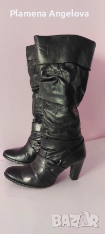 Гръцки кожени ботуши на висок ток