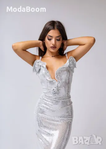 Официална Бяла Дамска Дълга Рокля , снимка 4 - Рокли - 48009569